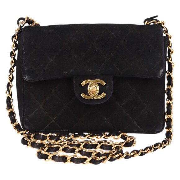 CHANEL Mini Matelasse 17 Single Flap Chain Bag Suede Purple Gold - Picture 1 of 16